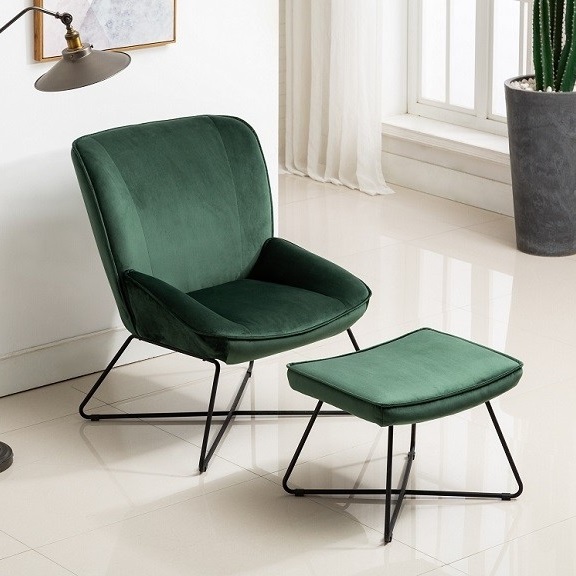 Green Occasional Chair & Footstool