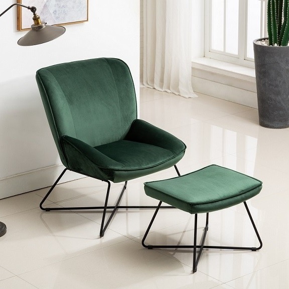 Green Occasional Chair & Footstool - Carrigaline Furniture & Carpet